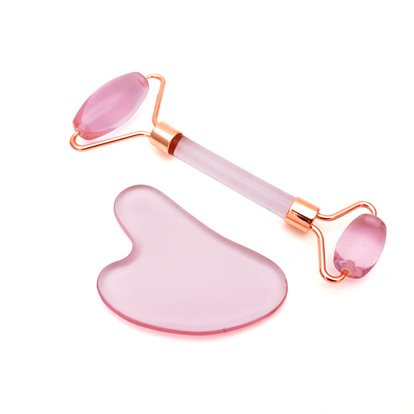 KIT MASAJEADOR CON RODILLO - ROSE QUARTZ